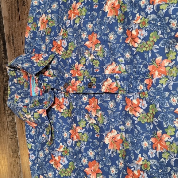 Joe Kealoha by Reyn Spooner Floral Pop Over Tunic Size Small In Blue And Red - Picture 4 of 8